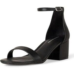 Amazon Essentials Size 13W Sandals Block Heel Black Faux Suede Adjustable Strap